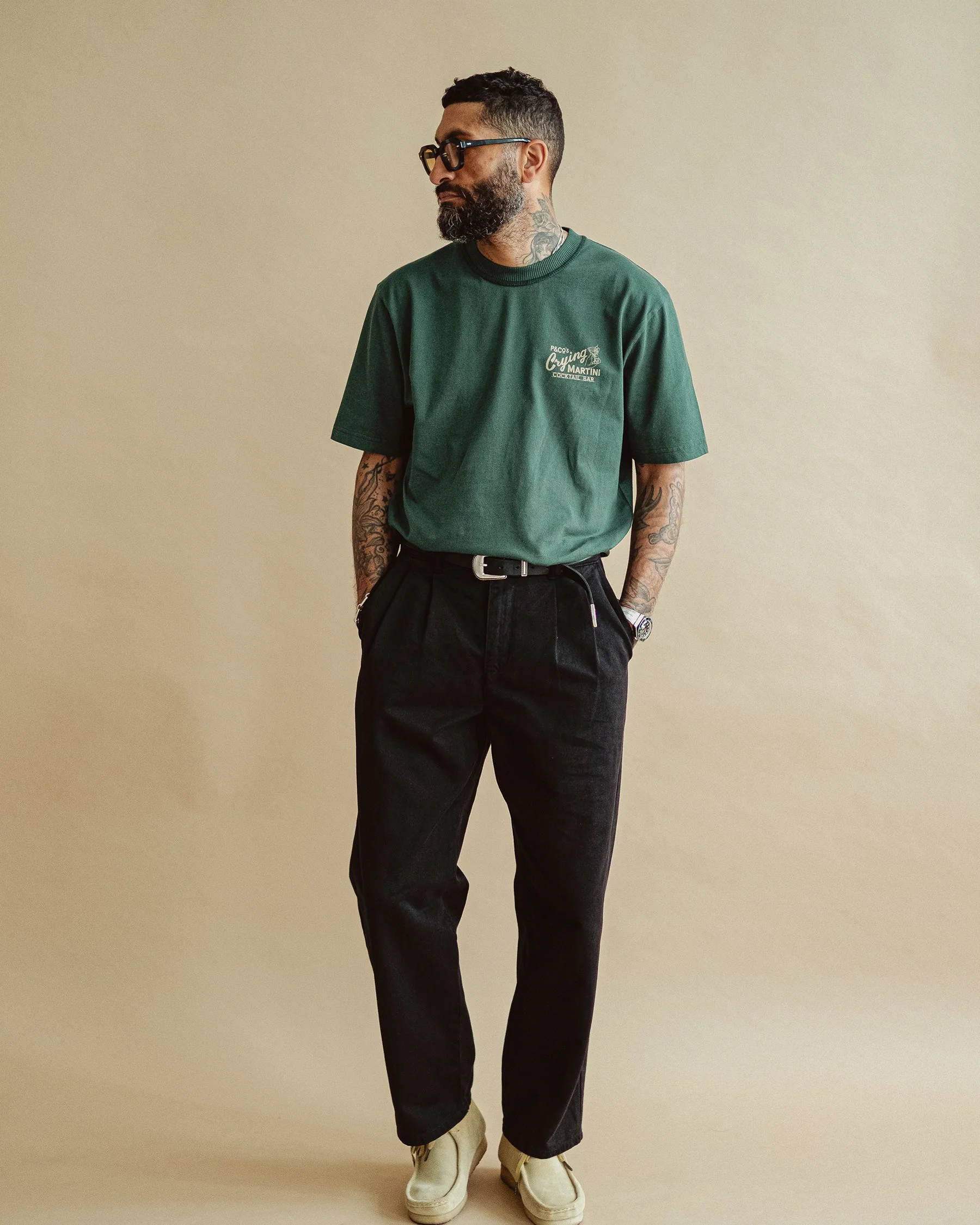 Crying Martini Boxy T-Shirt - Forest Green - Image 6