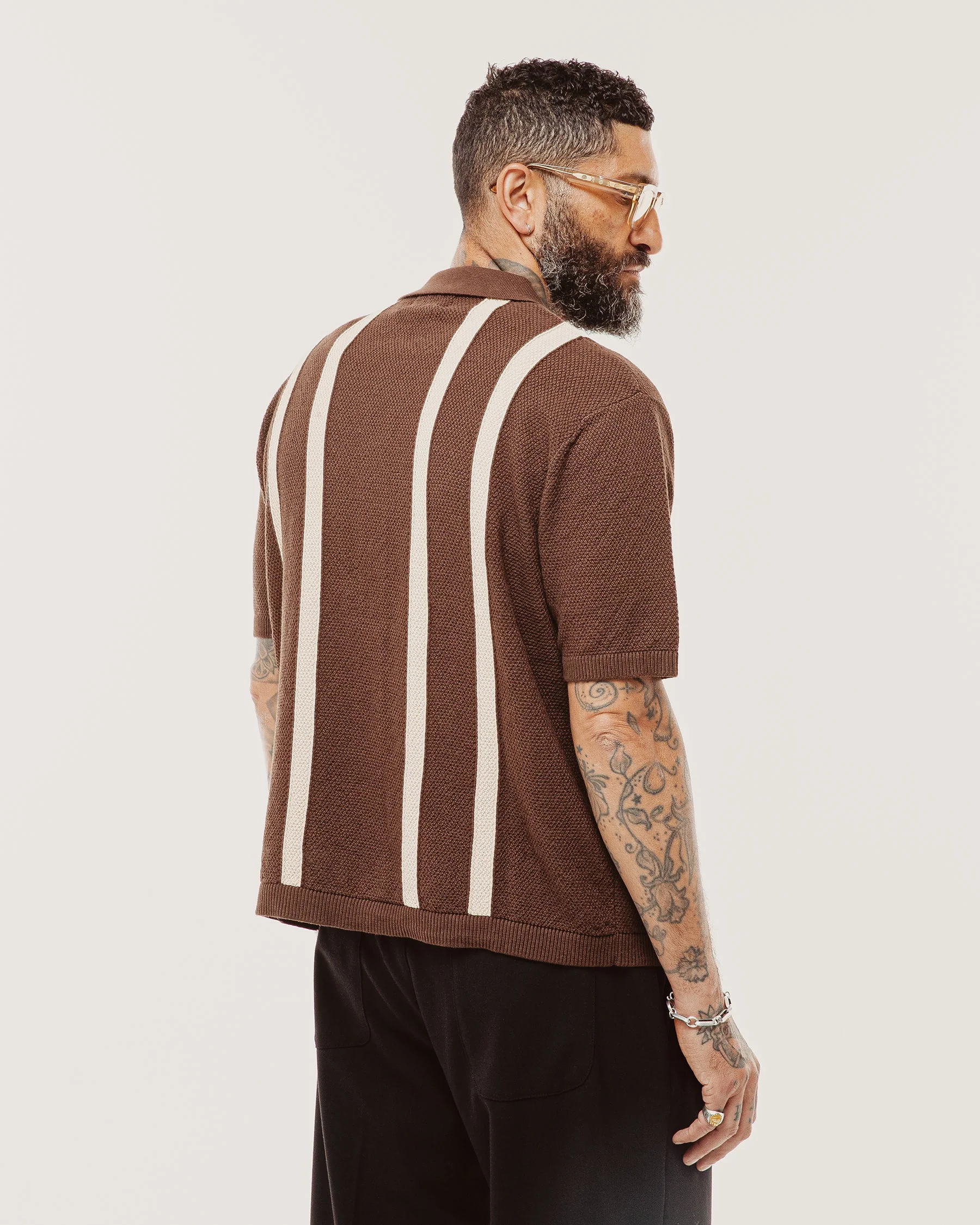 Delon Knitted Polo - Brown - Image 4