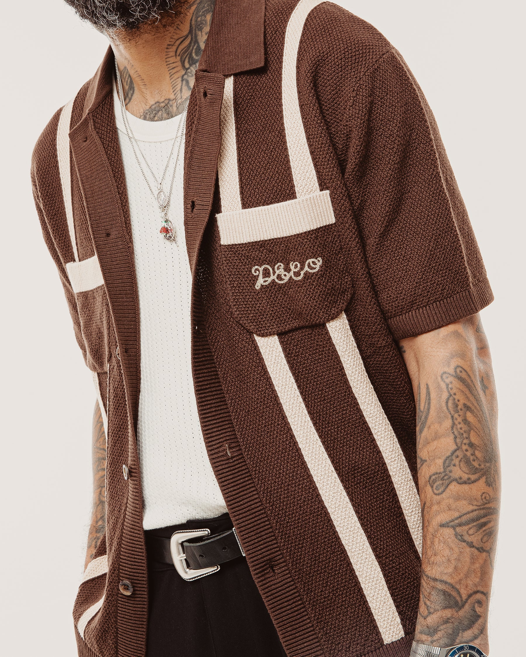 Delon Knitted Polo - Brown - Image 5