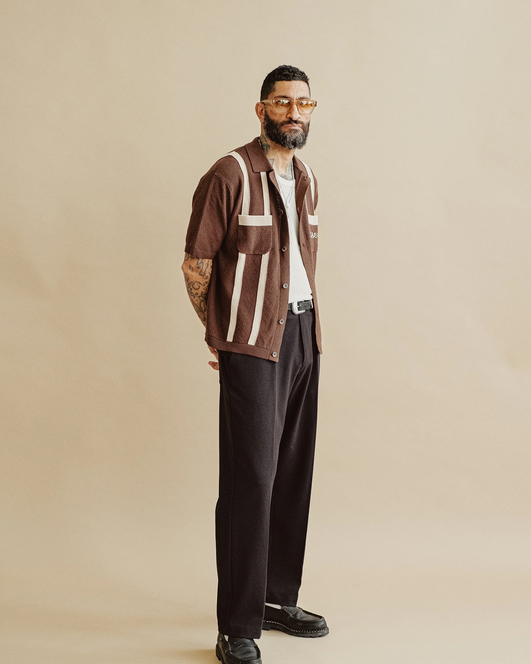 Delon Knitted Polo - Brown - Image 6