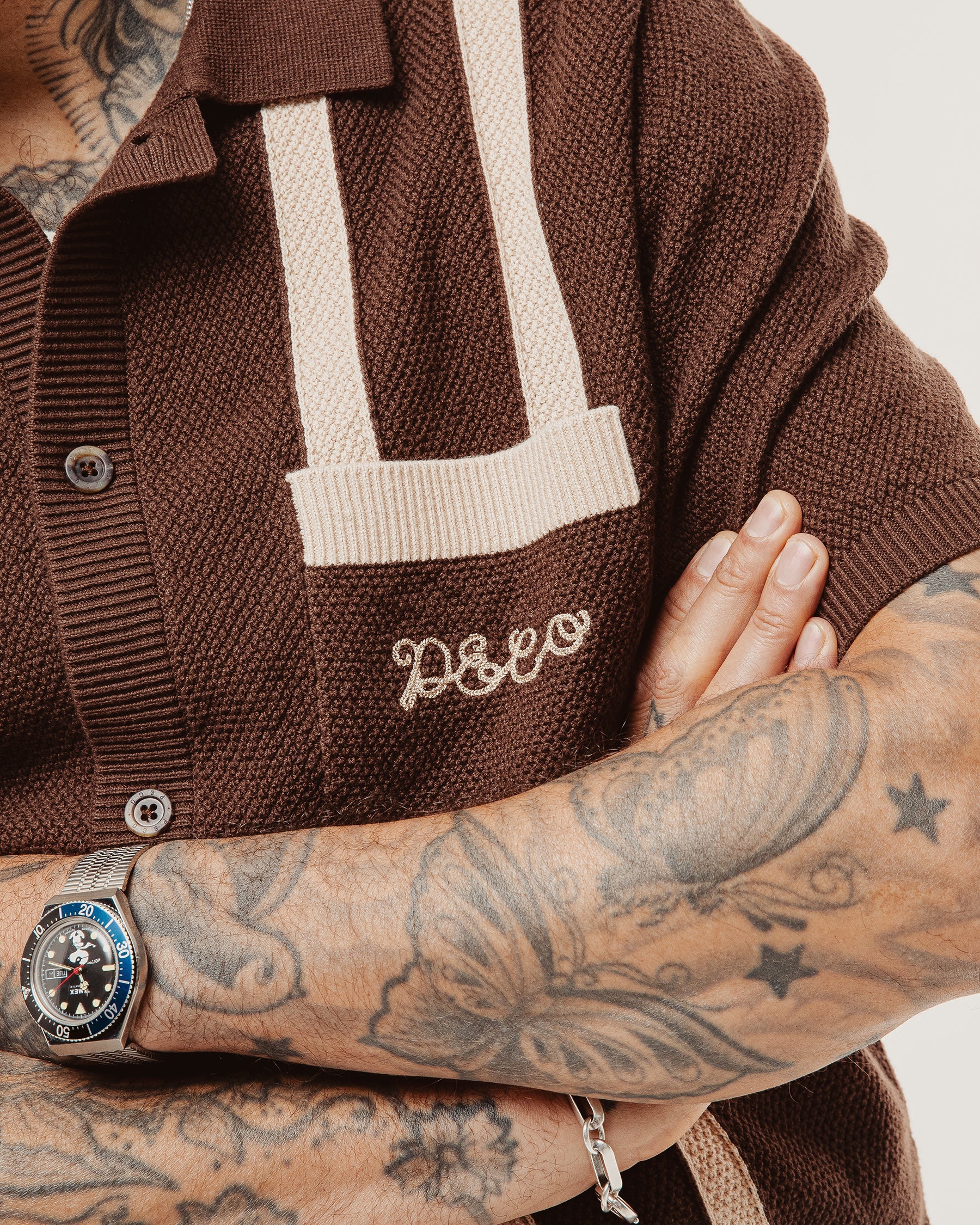 Delon Knitted Polo - Brown - Image 7