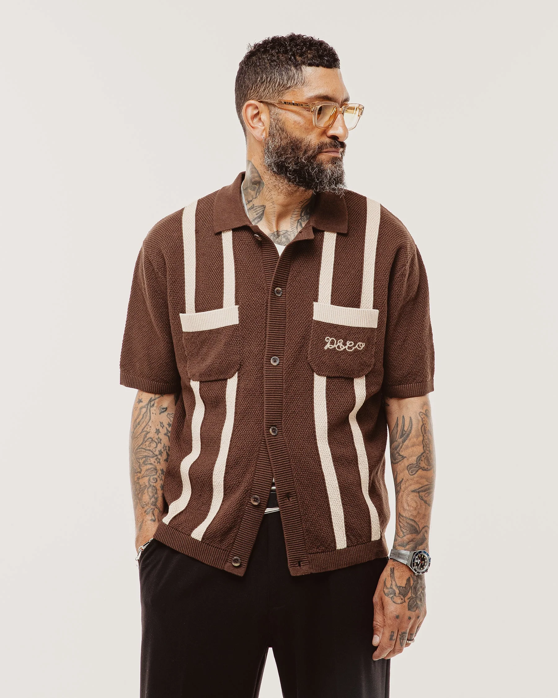 Delon Knitted Polo - Brown - Image 8