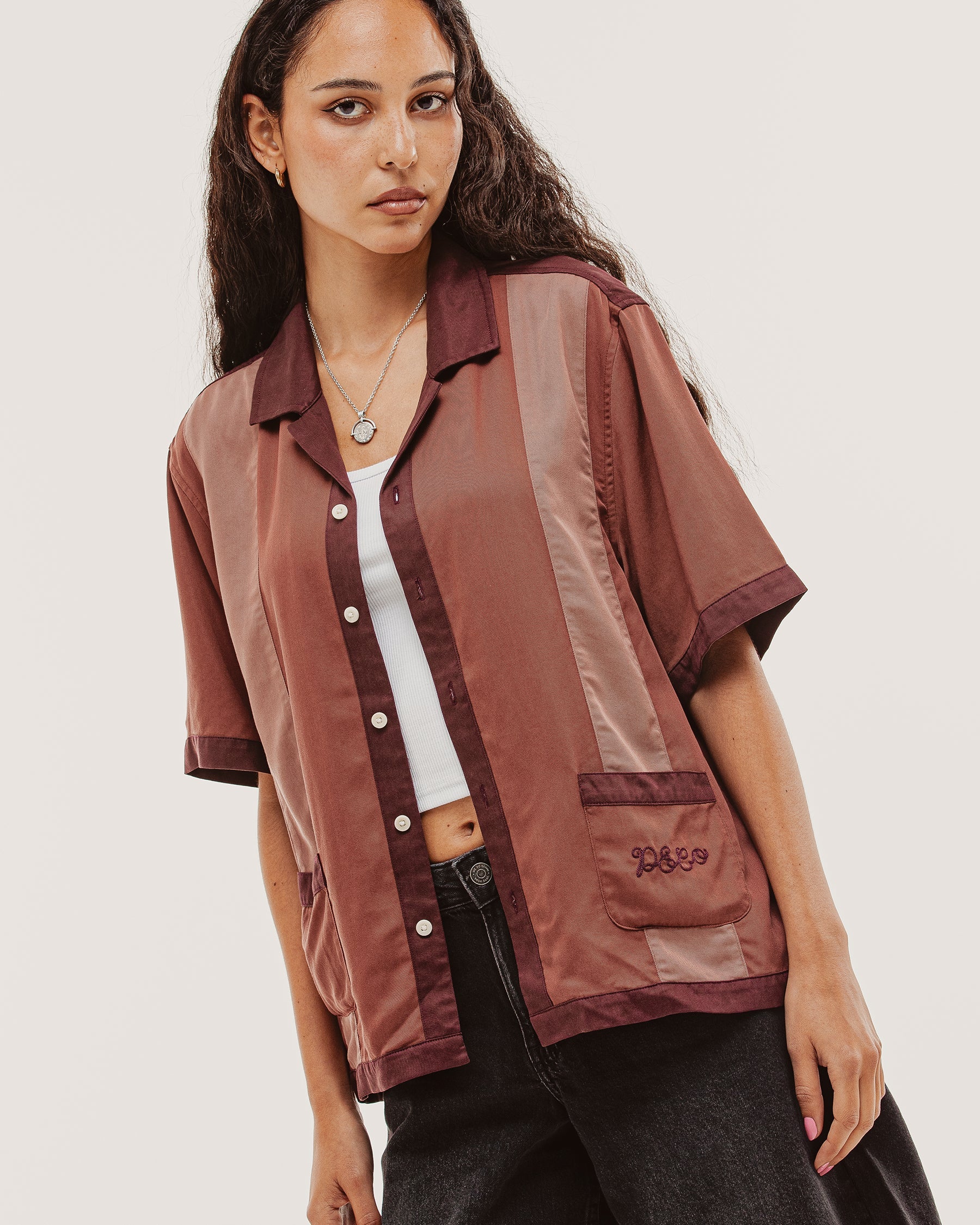 Diner Bowling Shirt - Maroon - Image 3