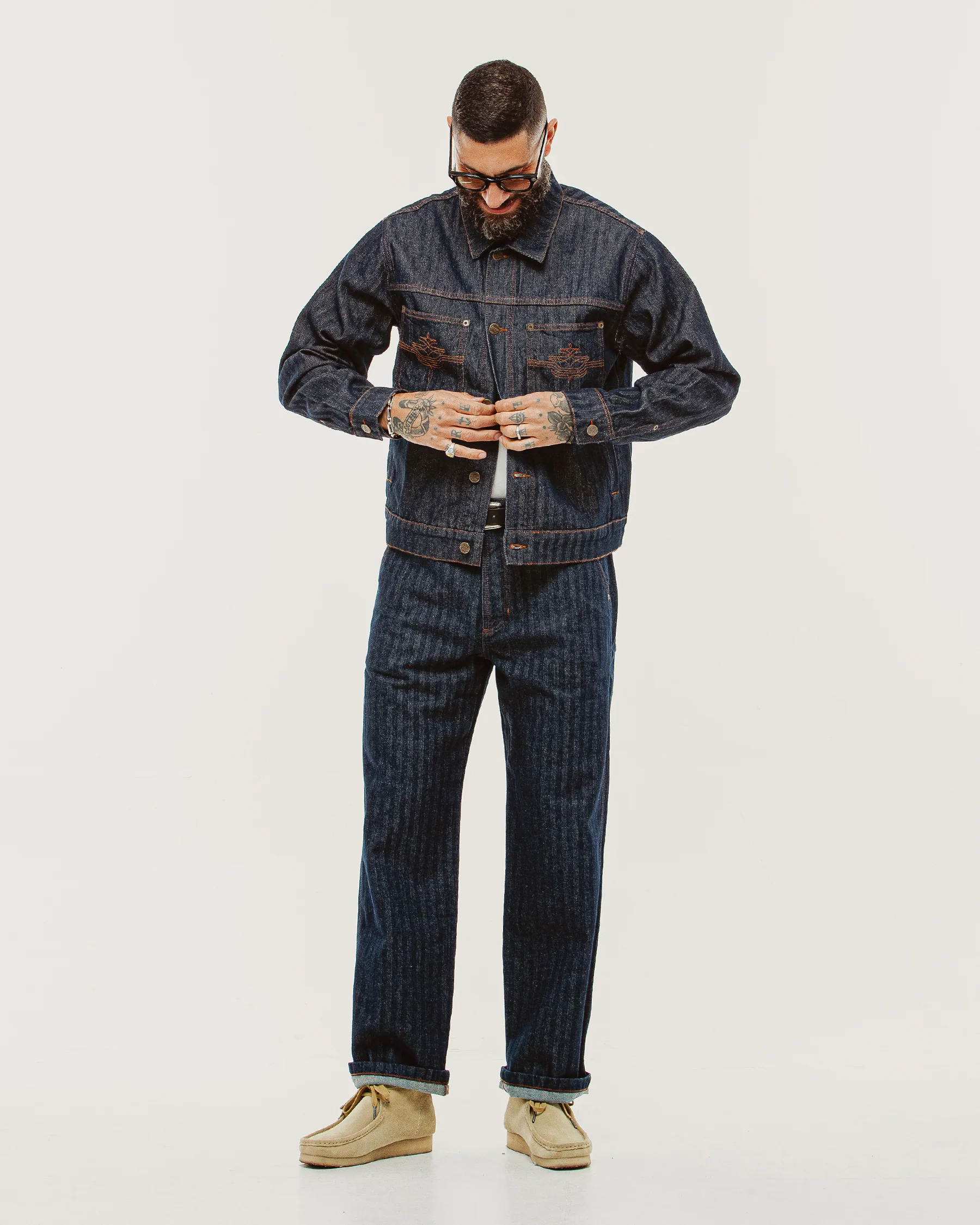 Draftsman Herringbone Denim Jacket - Washed Indigo - Image 5