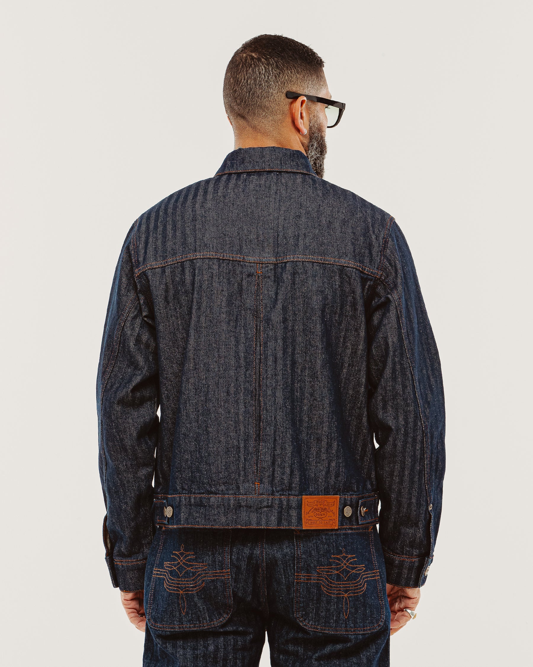 Draftsman Herringbone Denim Jacket - Washed Indigo - Image 7