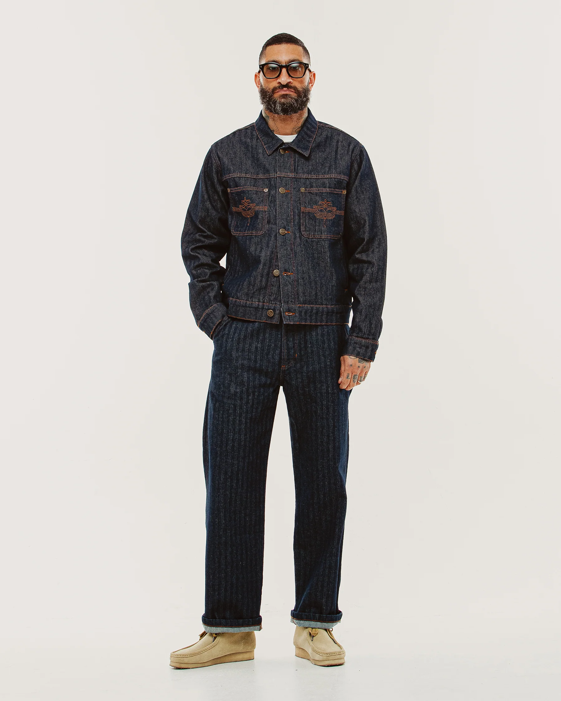 Draftsman Herringbone Denim Jacket - Washed Indigo - Image 8