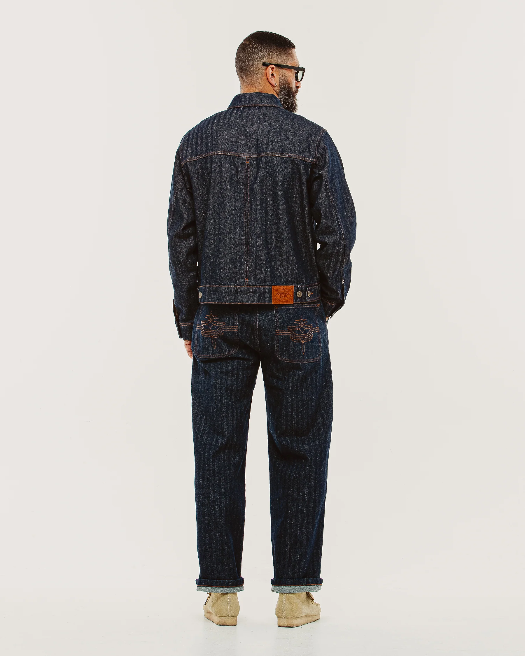 Draftsman Herringbone Denim Jacket - Washed Indigo - Image 9