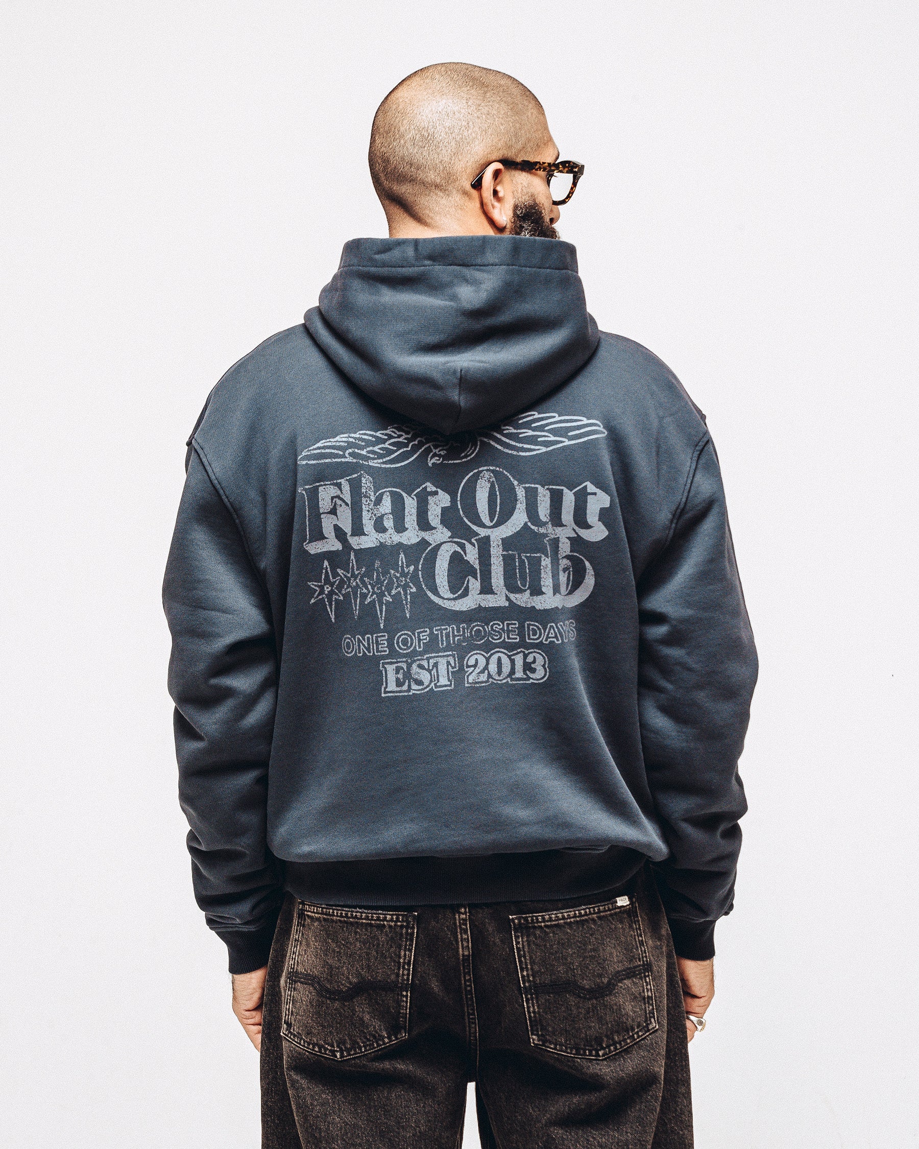 Flat Out Club Hoodie - Washed Black - Image 2