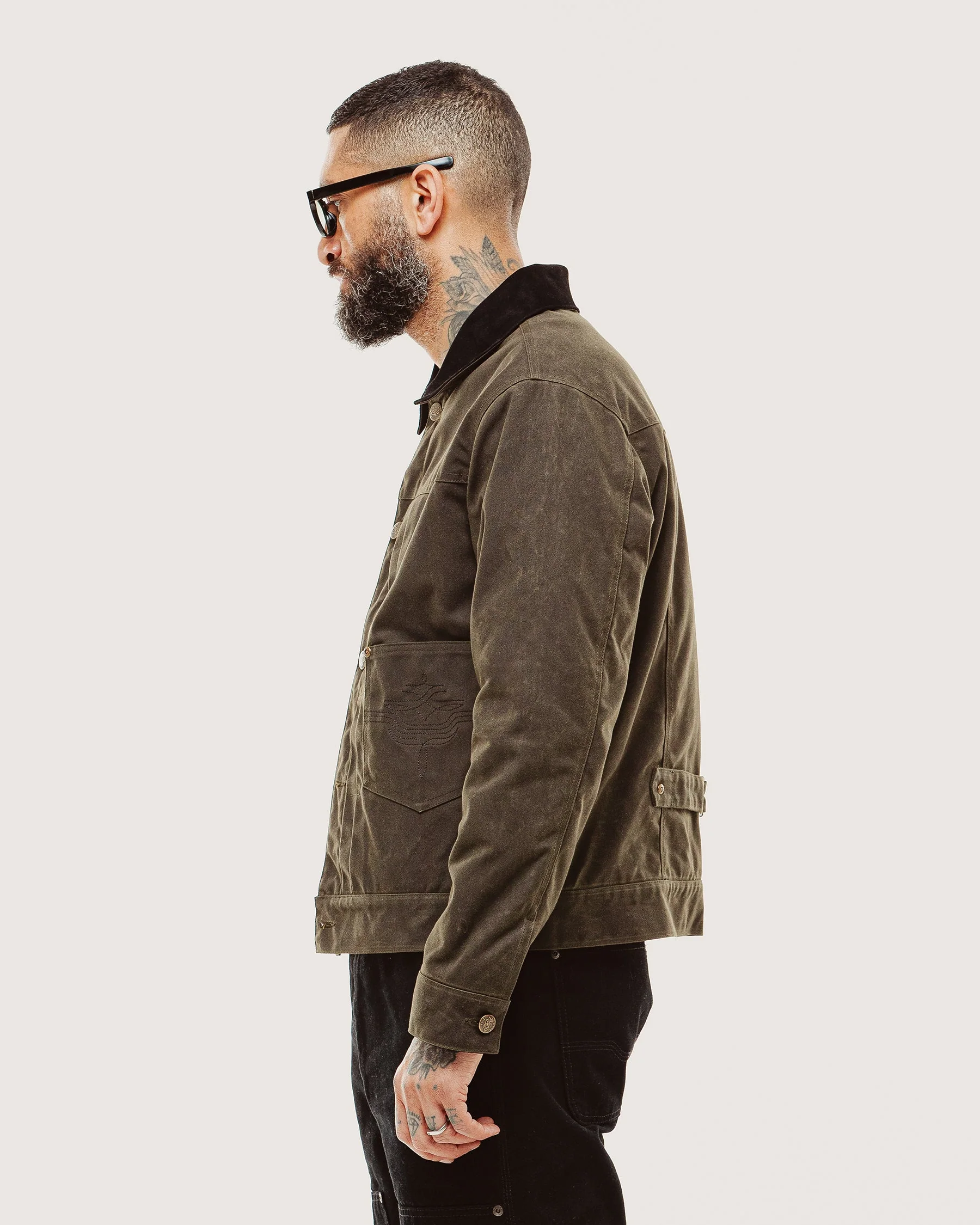 Harlan Waxed Canvas Jacket - Olive - Image 2