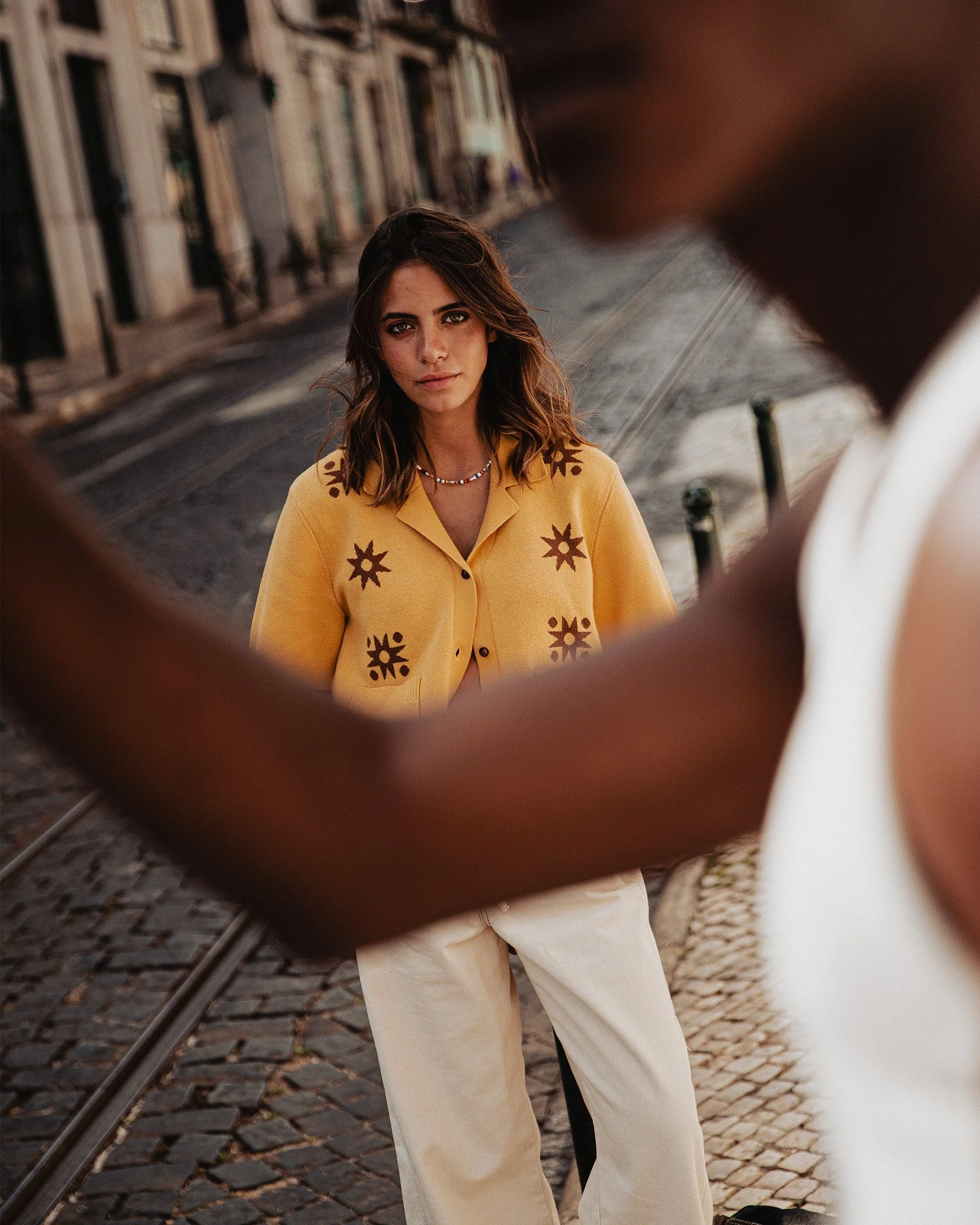Milano Cropped Knitted Shirt - Ochre - Image 6