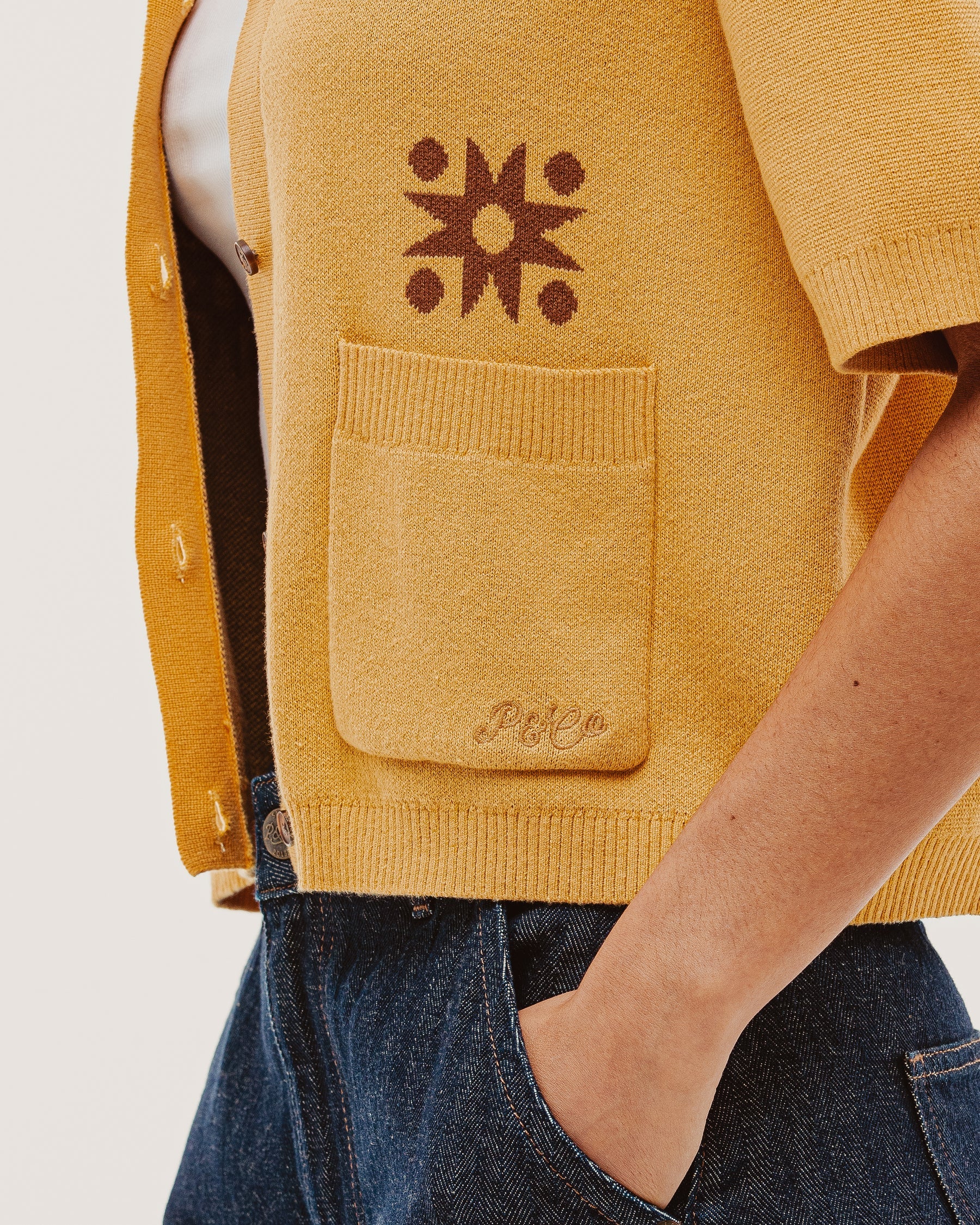 Milano Cropped Knitted Shirt - Ochre - Image 8