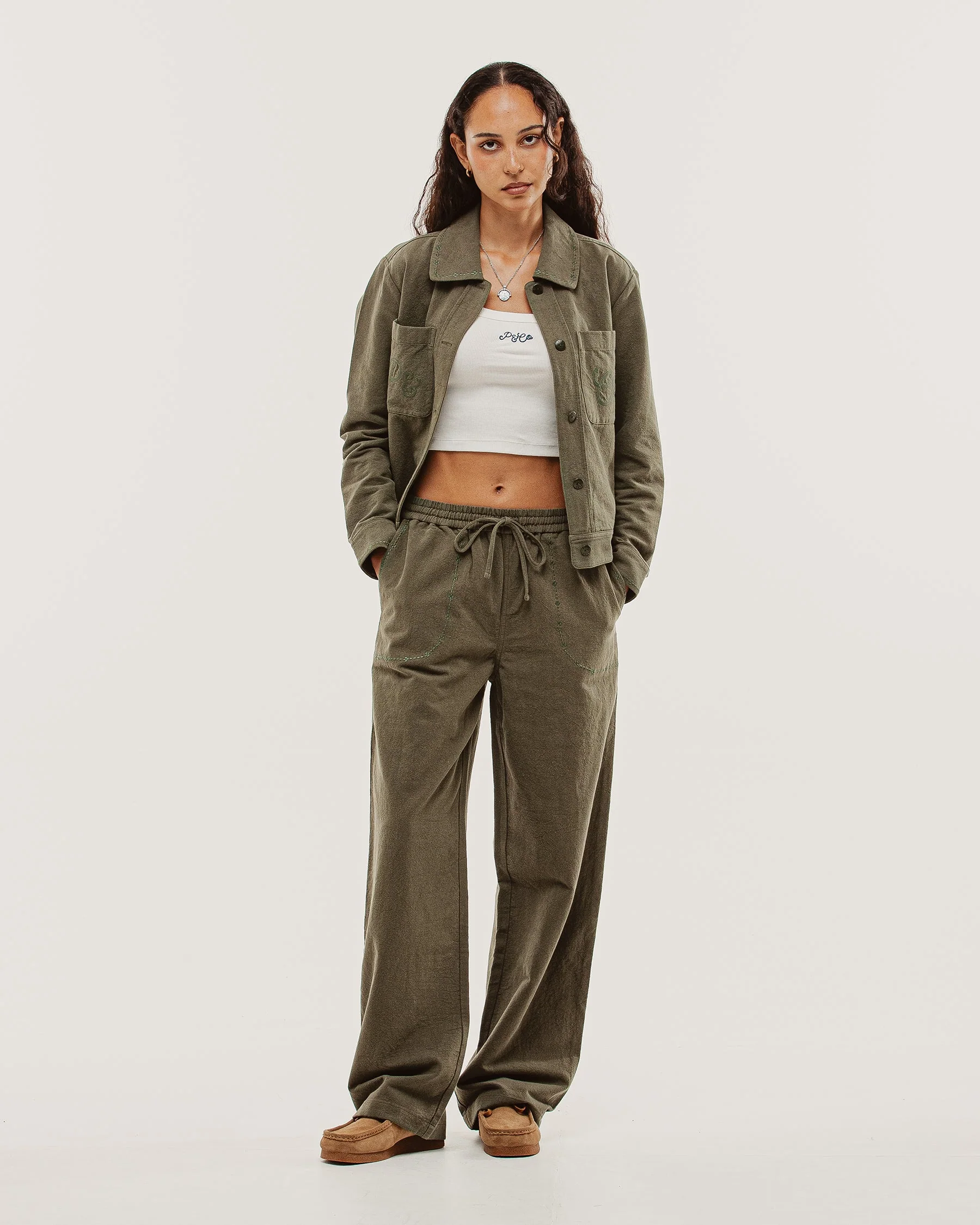 Olivia Drawstring Pant - Khaki - Image 11
