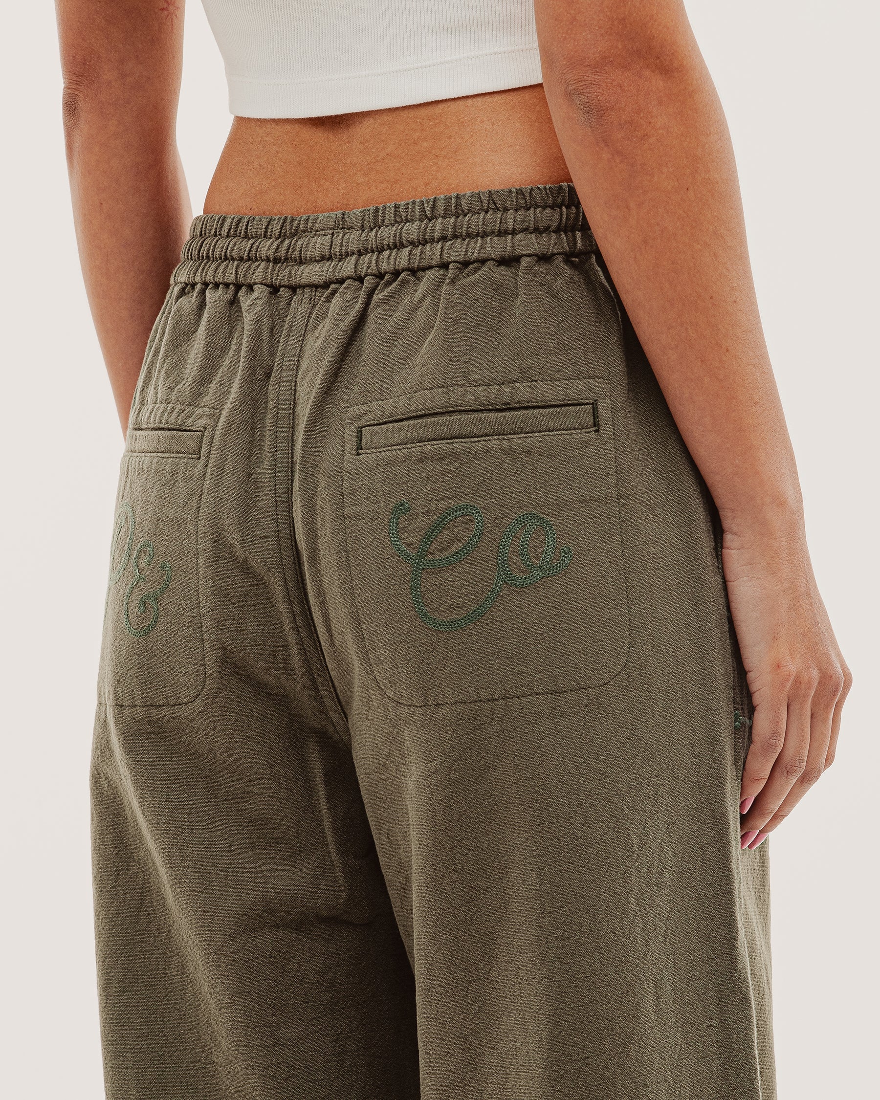 Olivia Drawstring Pant - Khaki - Image 4
