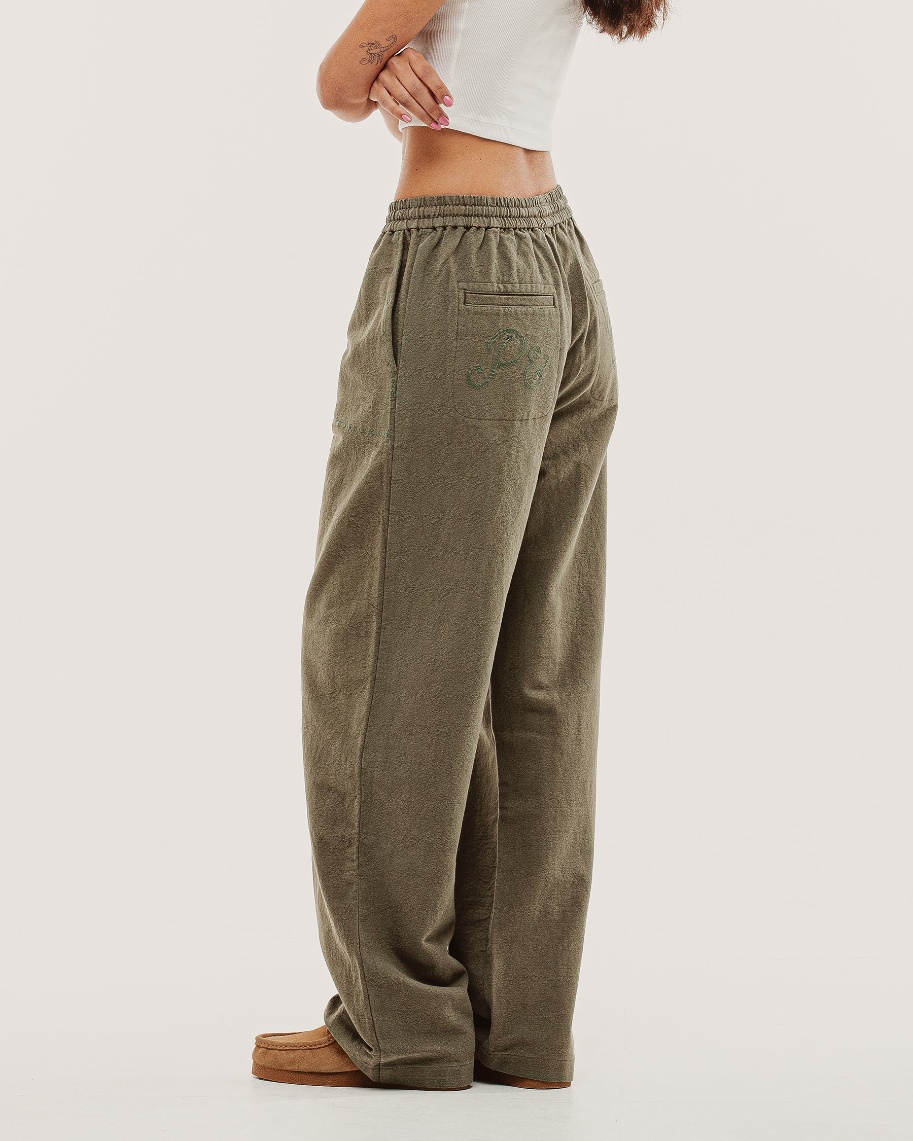 Olivia Drawstring Pant - Khaki - Image 7