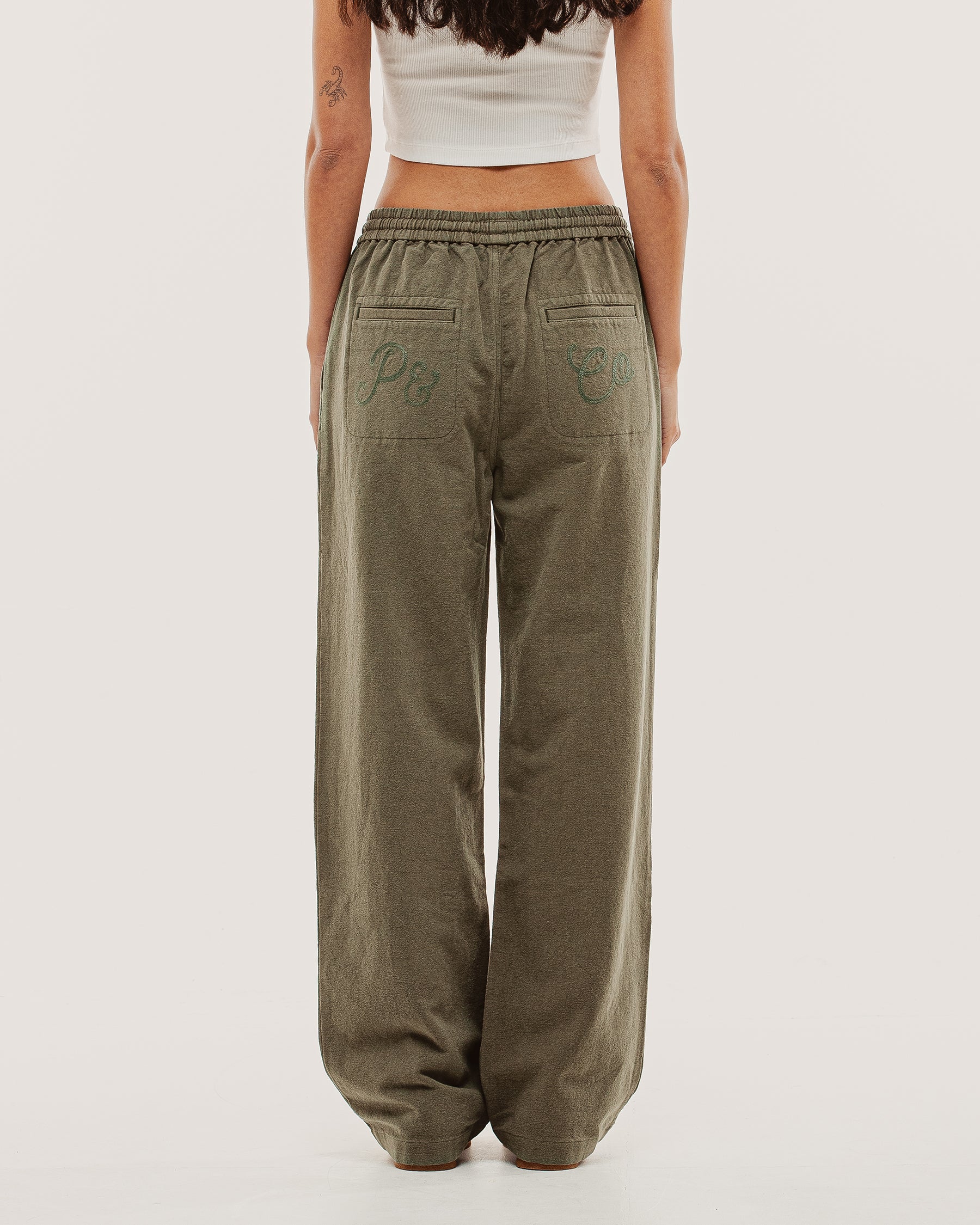 Olivia Drawstring Pant - Khaki - Image 9