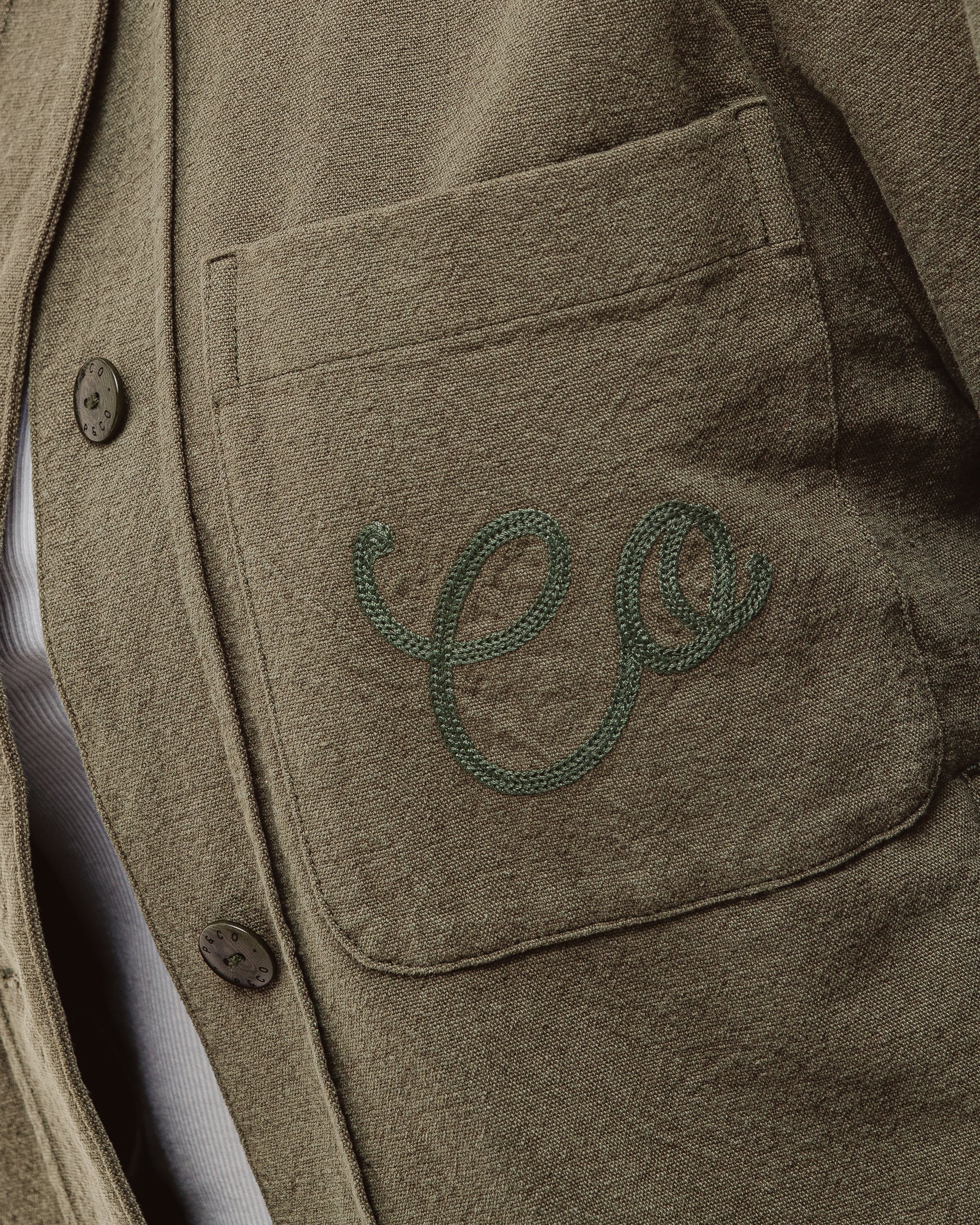 Olivia Embroidered Chore Jacket - Khaki - Image 5