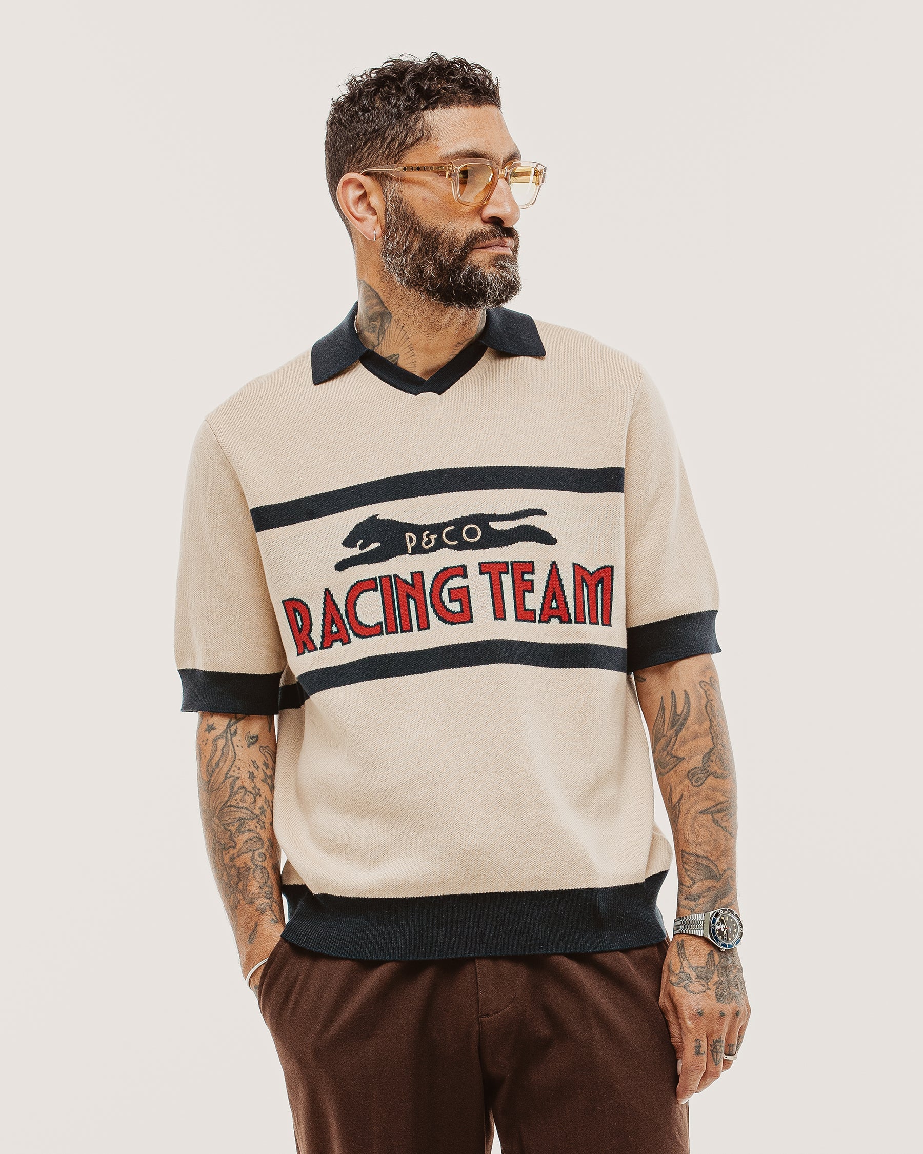 P&Co Racing Polo - Ecru - Image 3