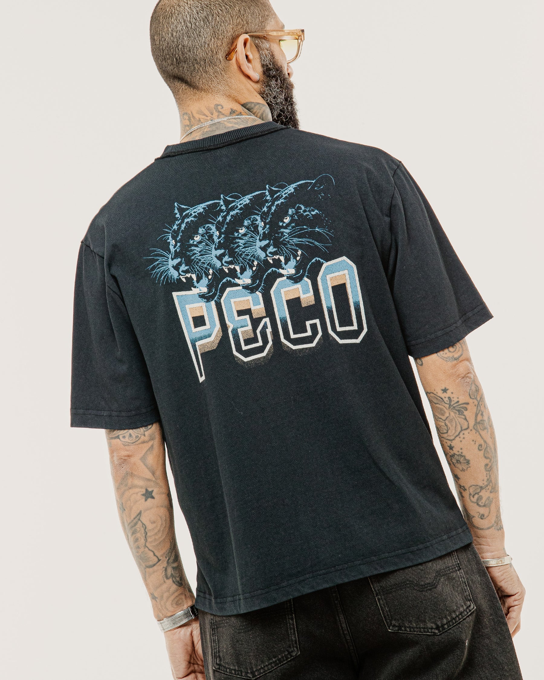 Panther Sports Boxy T-Shirt - Heavy Washed Black
