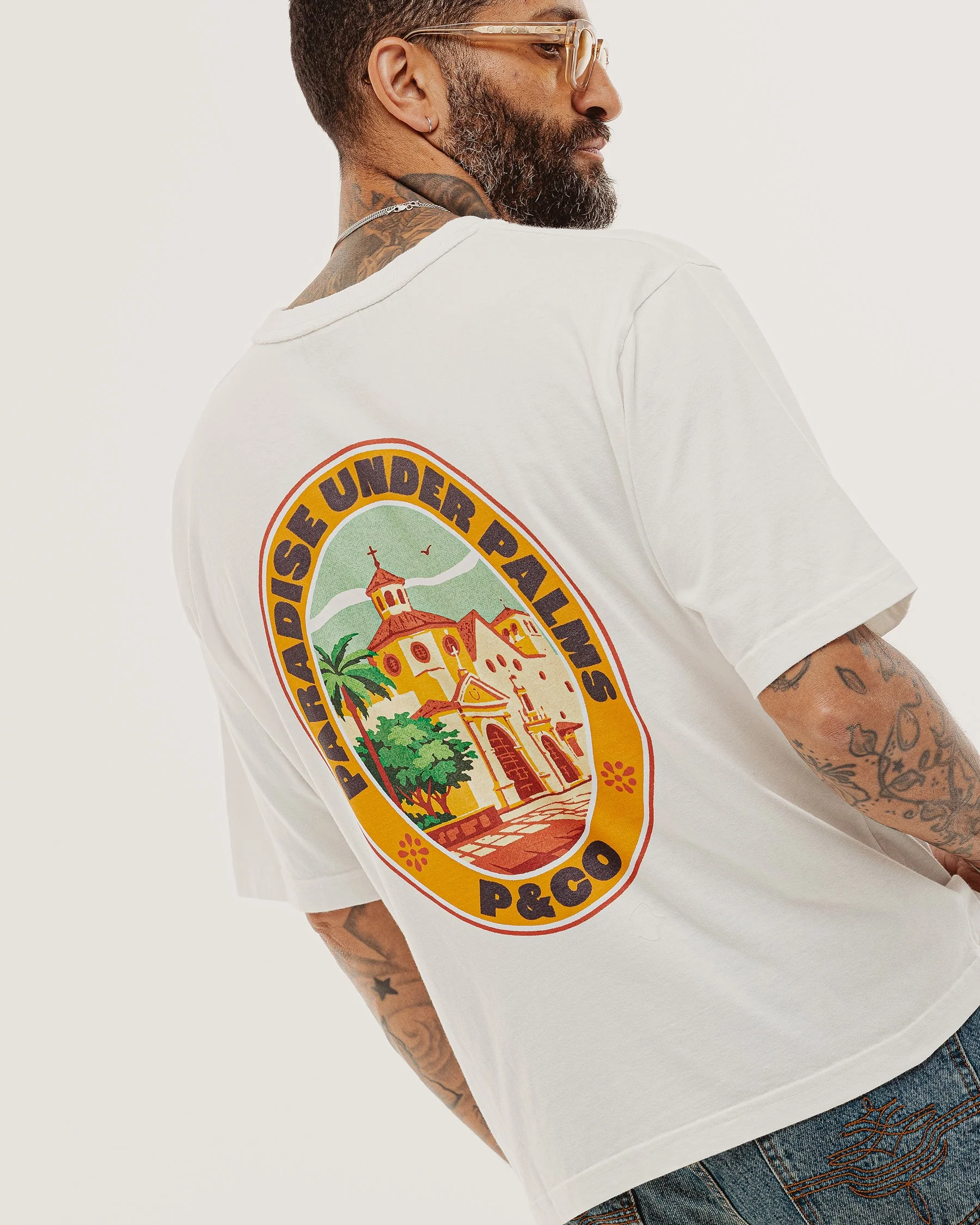 Paradise Under Palms Boxy T-Shirt - Off White - Image 4