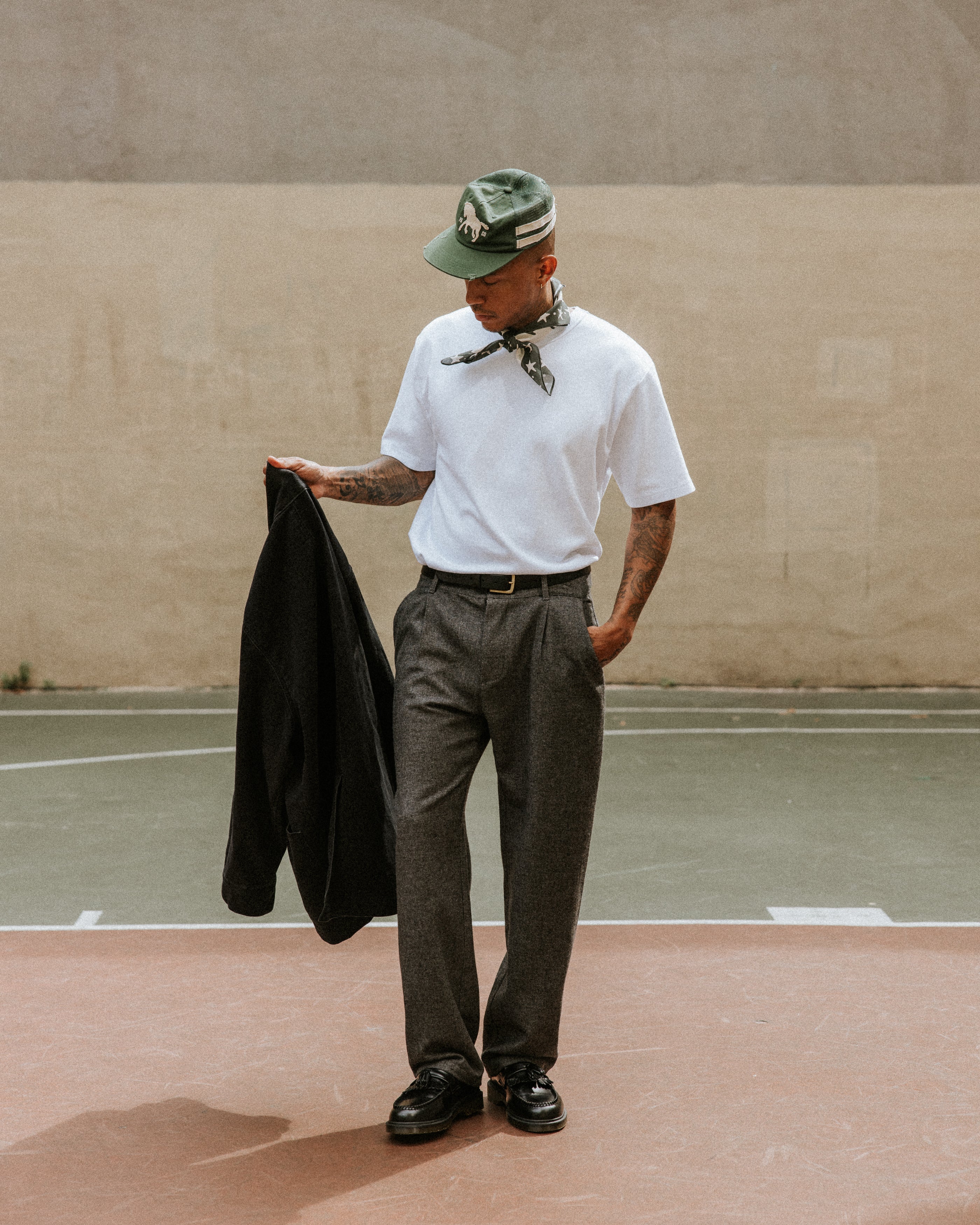 Pleated Station Wool Pant - Charcoal - Image 2