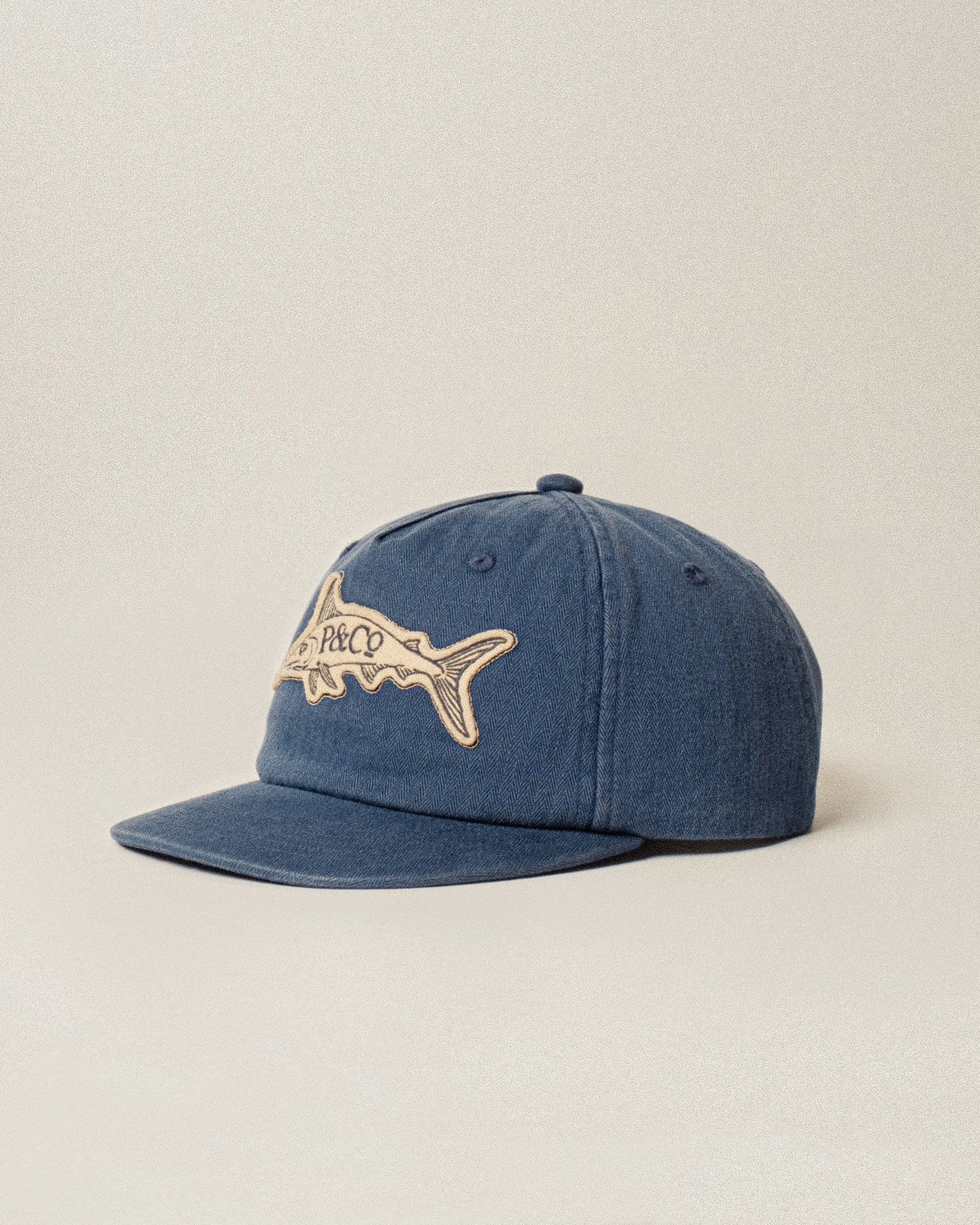 Prize Catch Herringbone Cotton 5 Panel Cap - Navy - Image 3