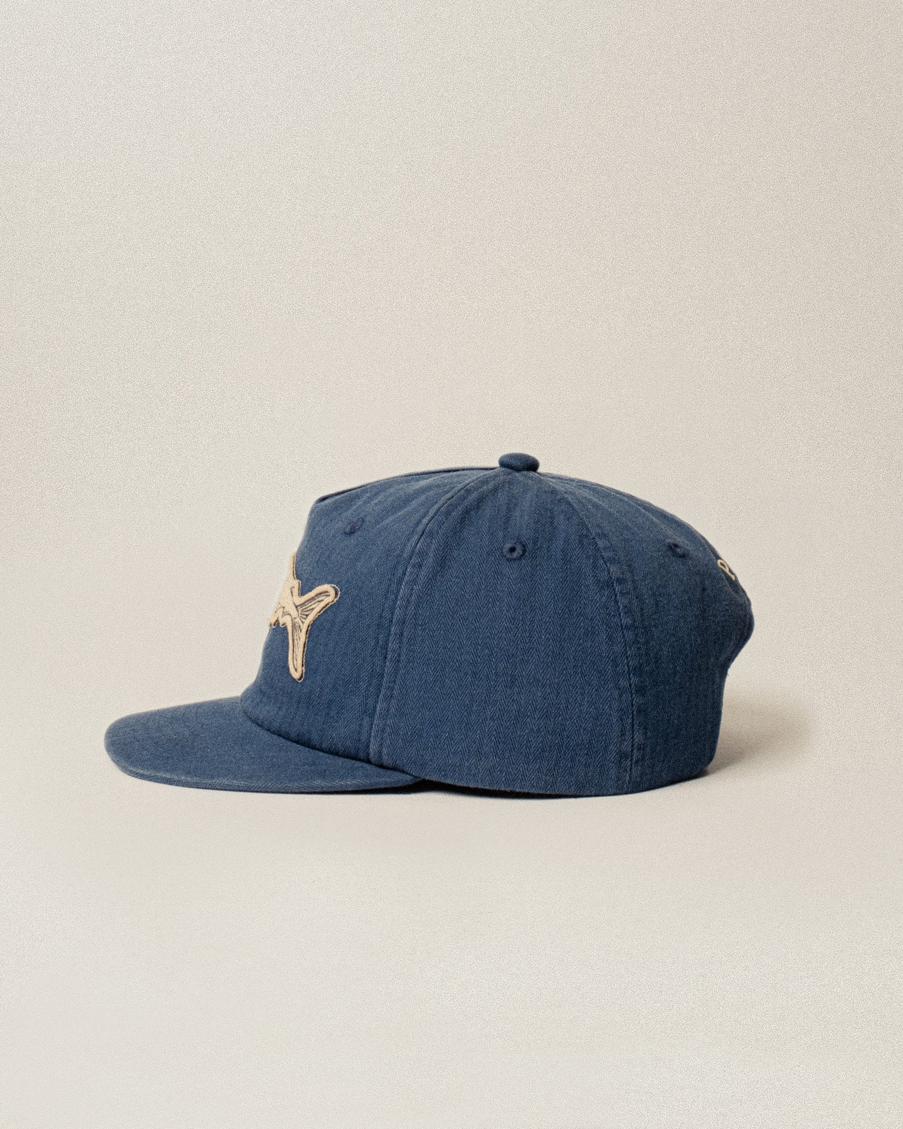Prize Catch Herringbone Cotton 5 Panel Cap - Navy - Image 4