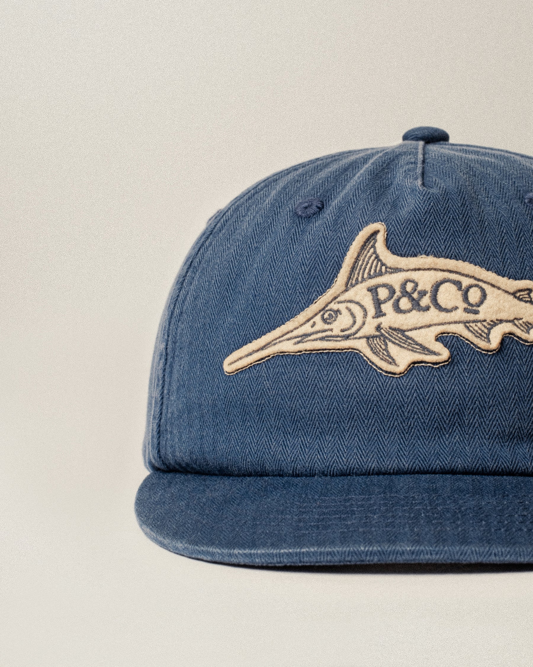 Prize Catch Herringbone Cotton 5 Panel Cap - Navy - Image 5