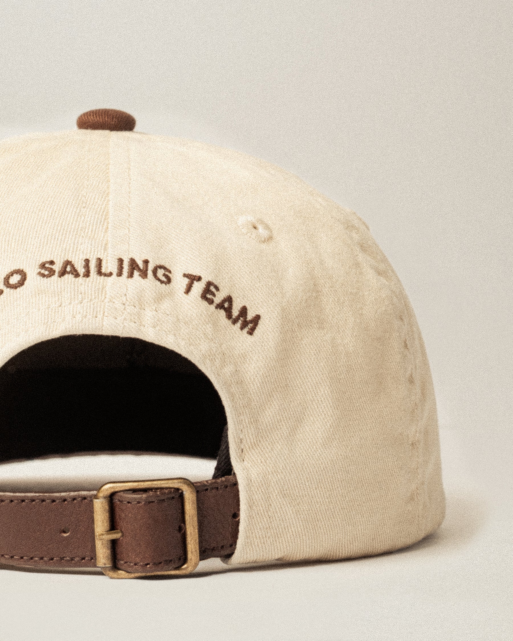 Sailing Team Cotton 5 Panel Cap - Ecru & Brown - Image 6