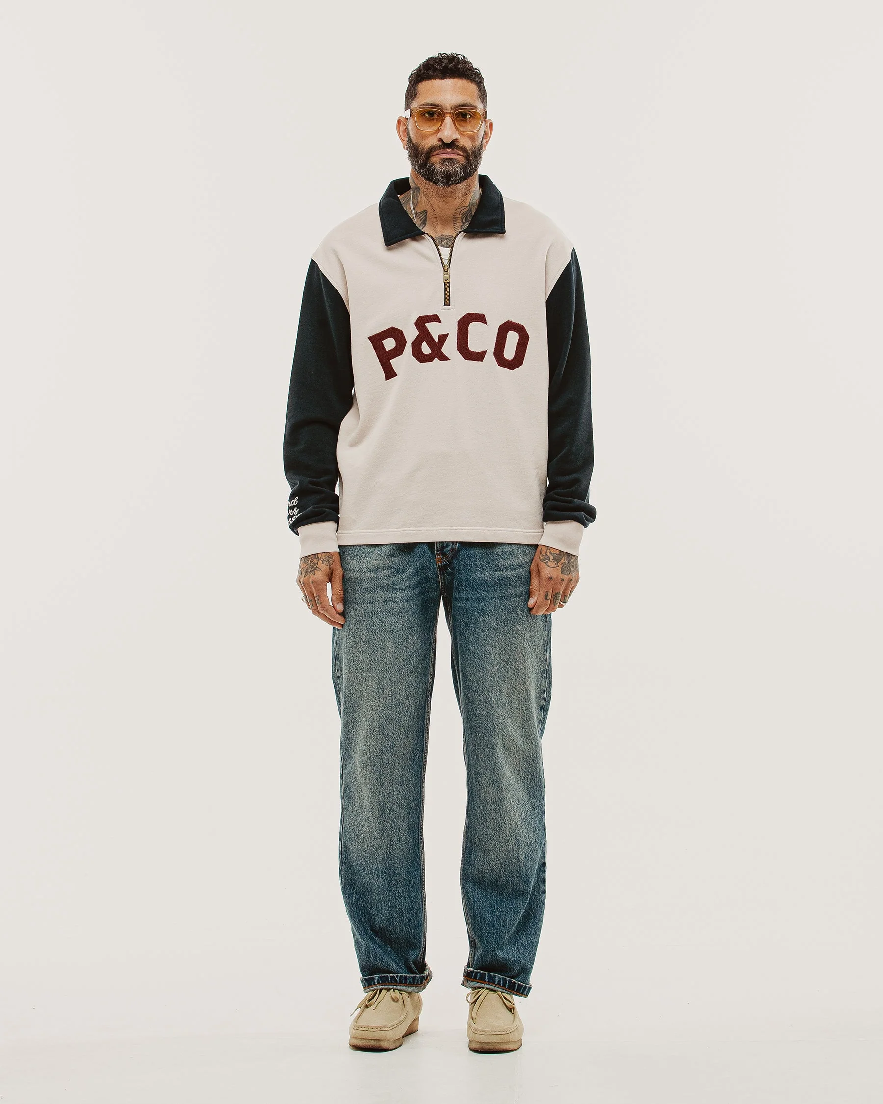 Track 1/4 Zip Jersey - Ecru & Navy - Image 6
