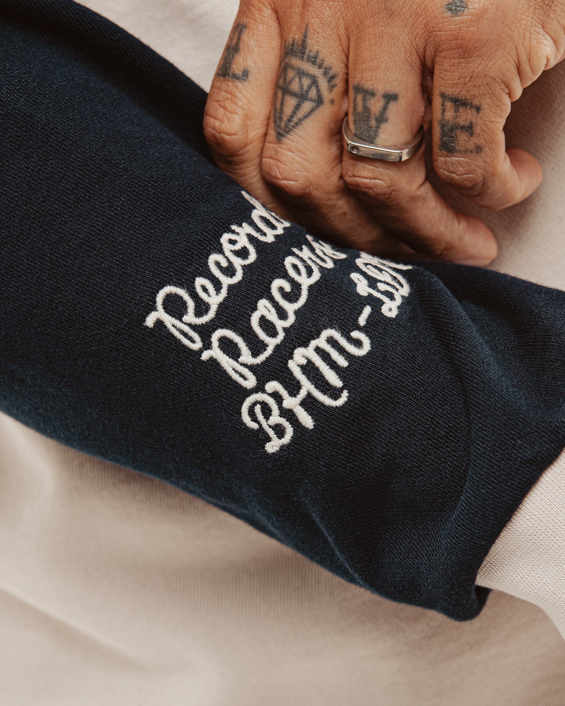 Track 1/4 Zip Jersey - Ecru & Navy - Image 7
