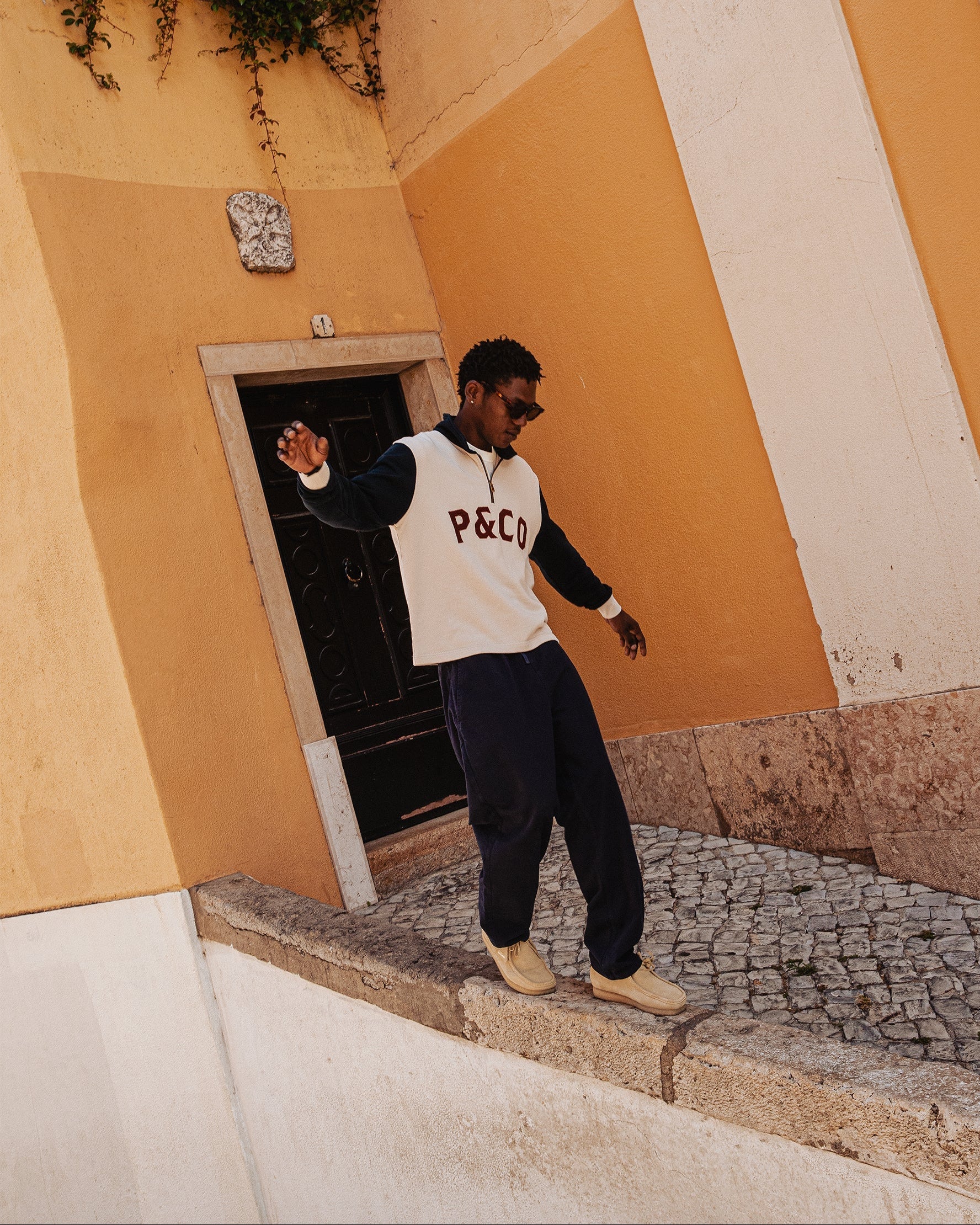 Track 1/4 Zip Jersey - Ecru & Navy - Image 9
