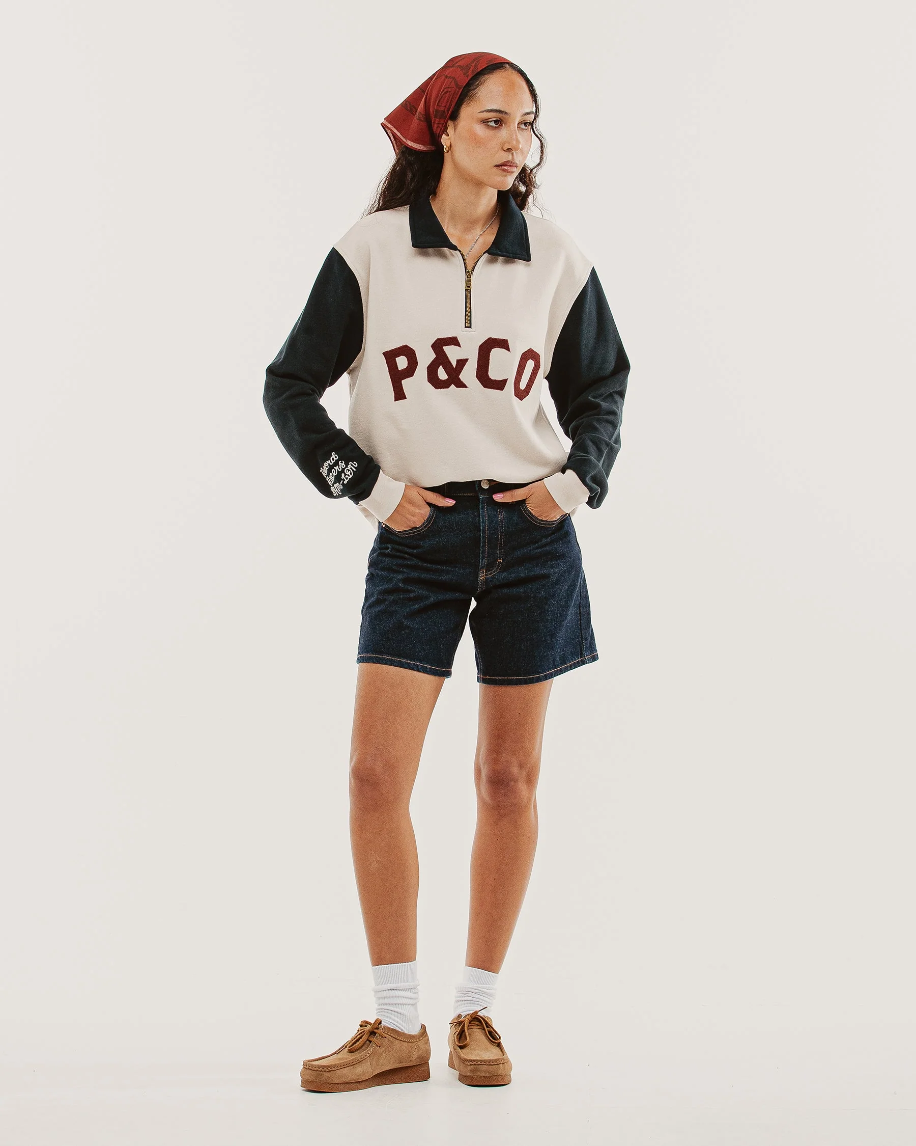 Track 1/4 Zip Jersey - Ecru & Navy - Image 9