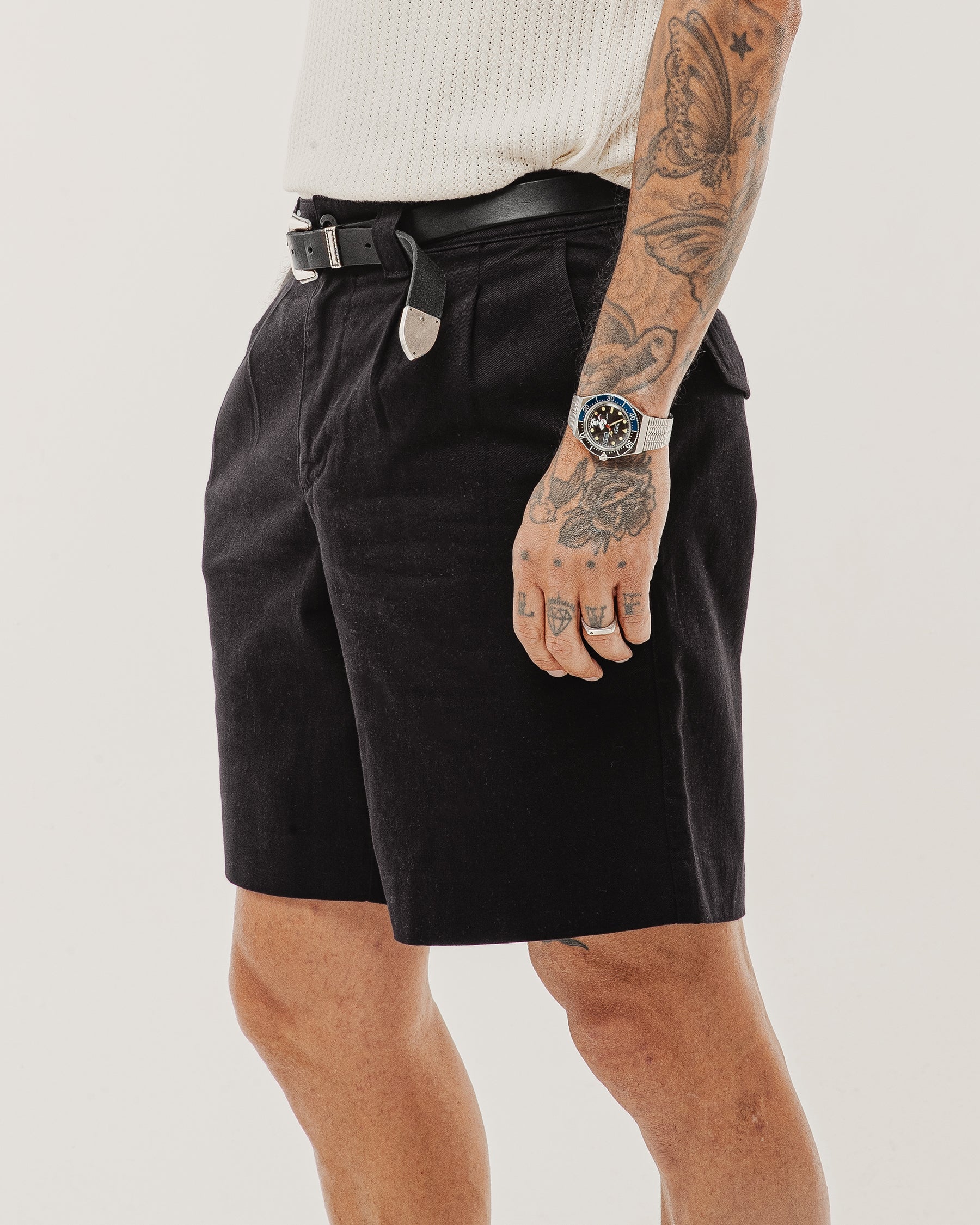 Union Pleated Shorts - Black - Image 2