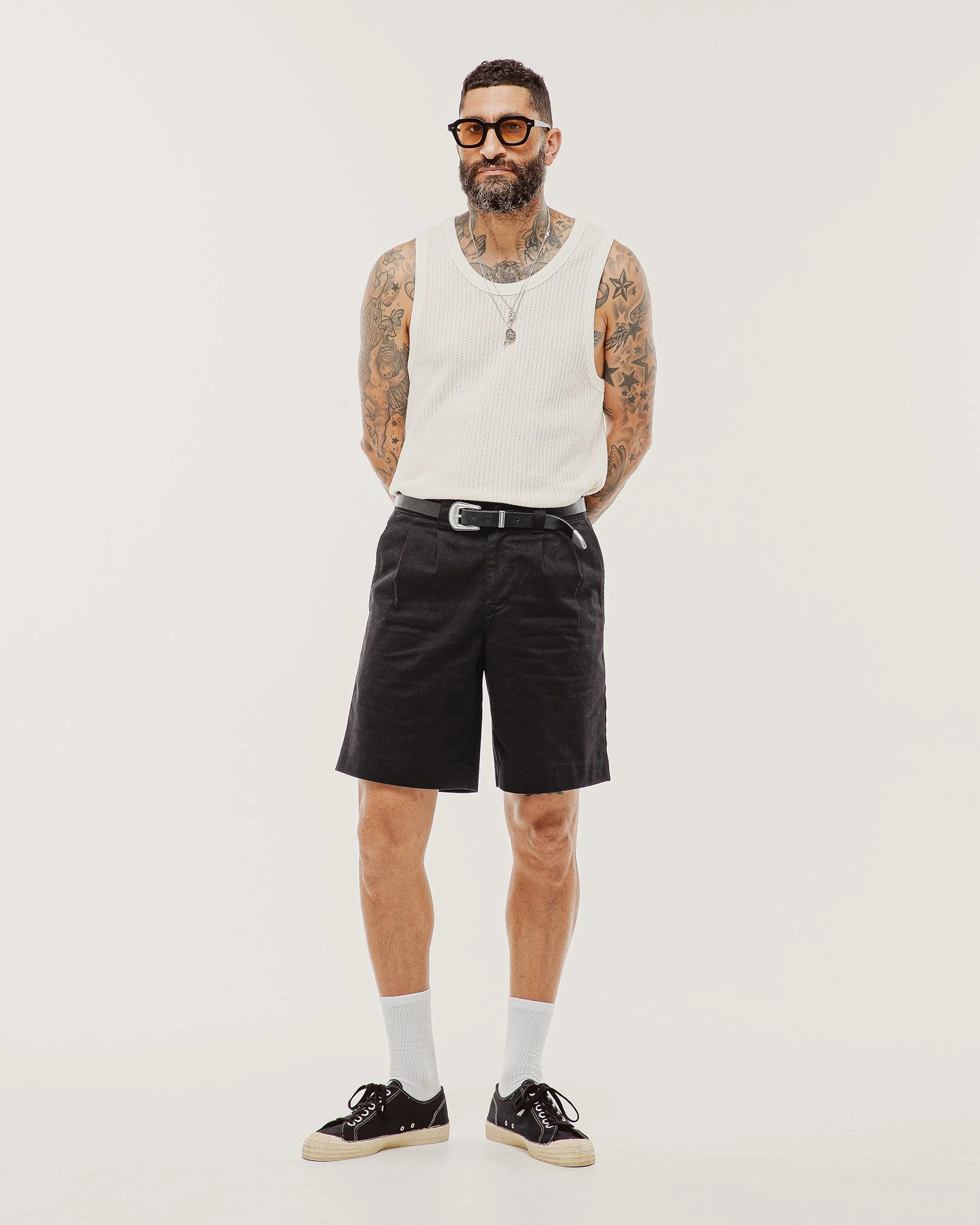 Union Pleated Shorts - Black - Image 4