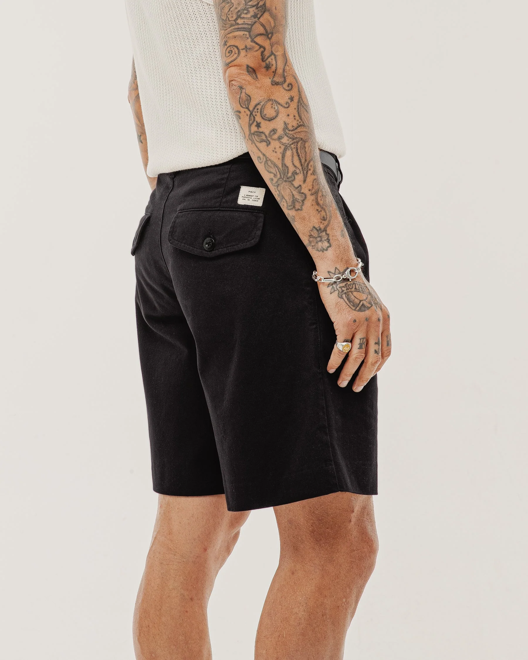 Union Pleated Shorts - Black - Image 5