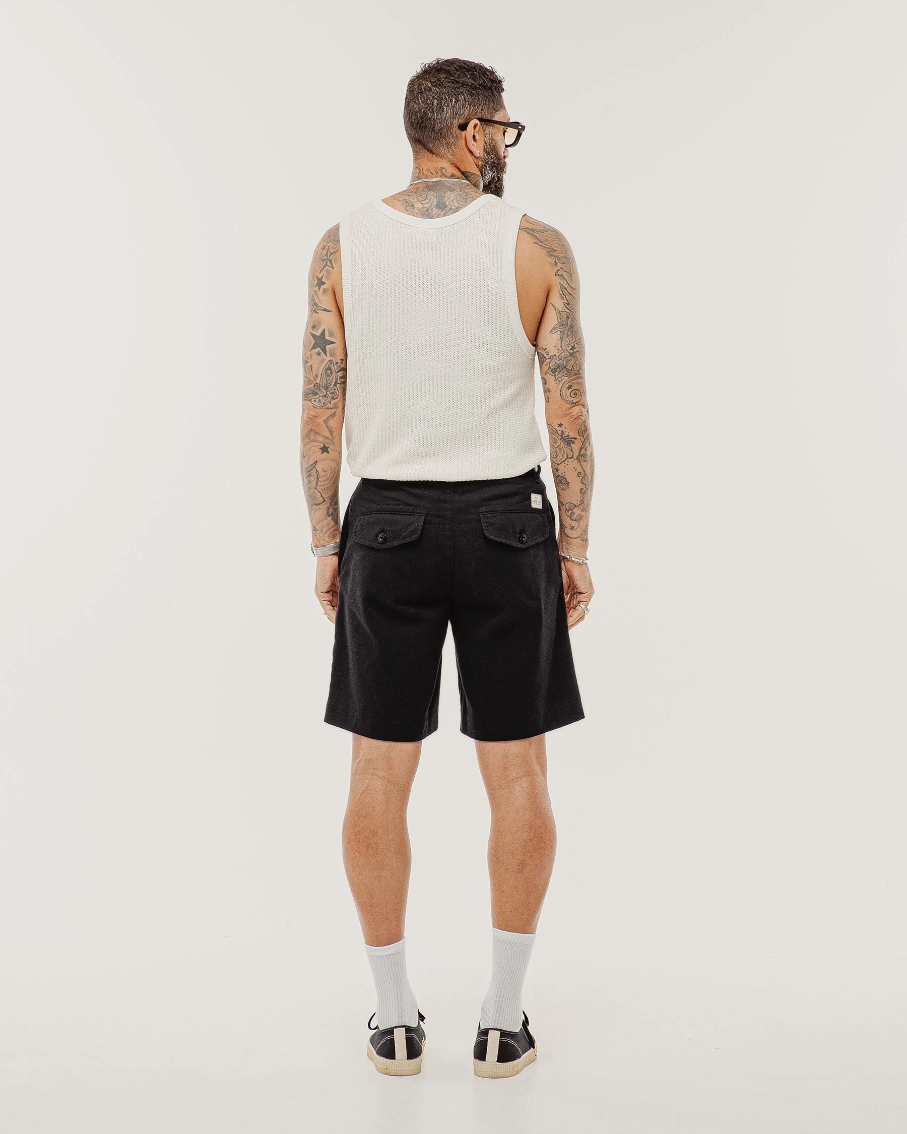 Union Pleated Shorts - Black - Image 7